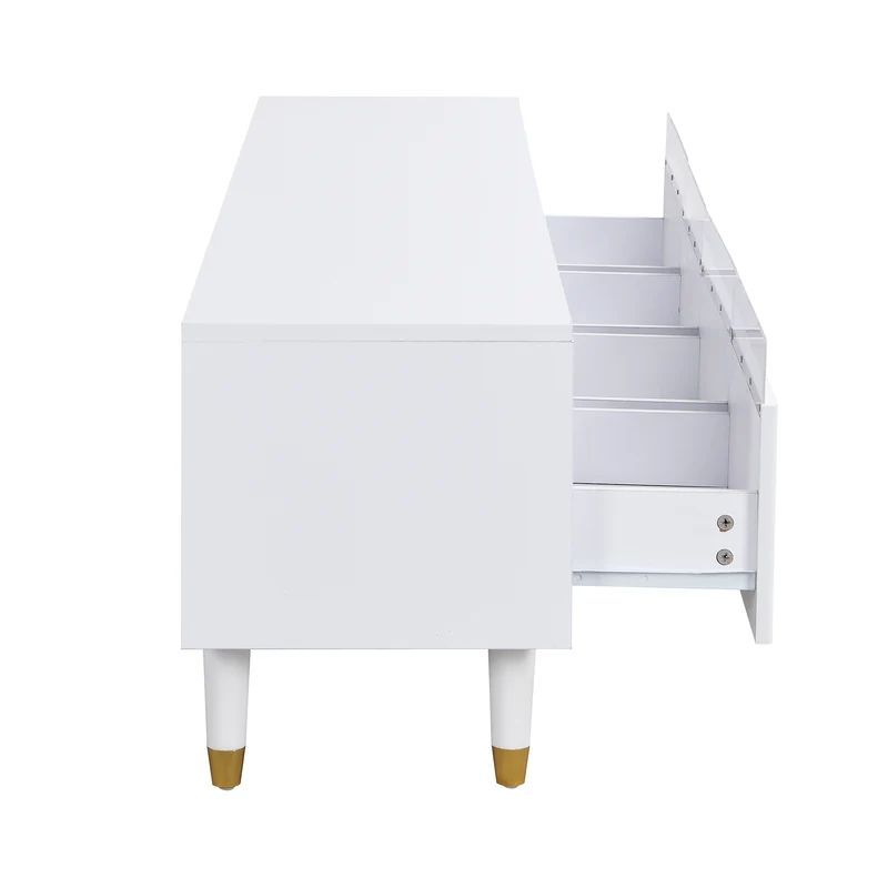 Meuble TV blanc design ondulé 178 cm MDF & acrylique 4 tiroirs ARMOIREEDGE