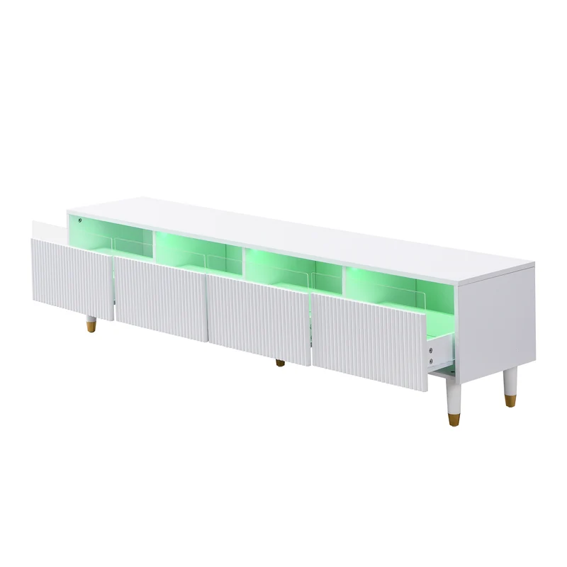 Meuble TV blanc design ondulé 178 cm MDF & acrylique 4 tiroirs ARMOIREEDGE