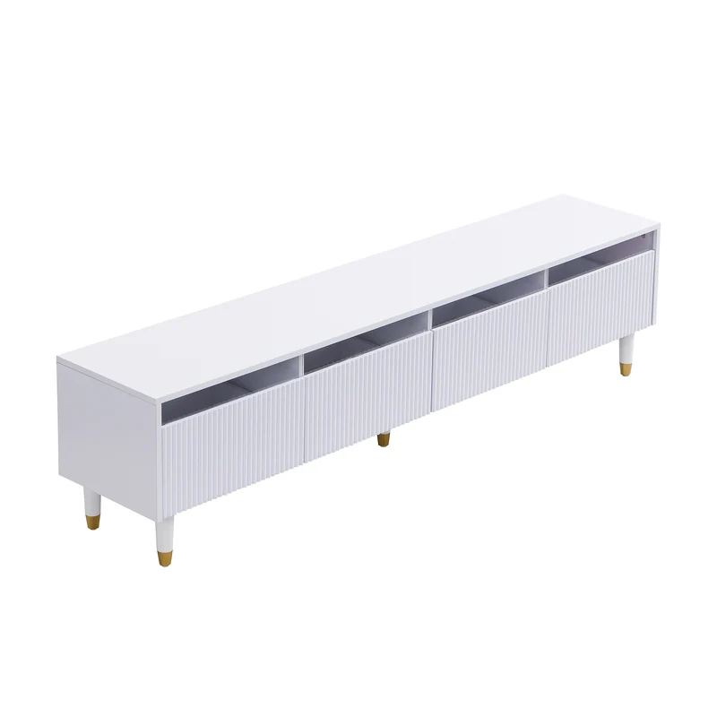 Meuble TV blanc design ondulé 178 cm MDF & acrylique 4 tiroirs ARMOIREEDGE