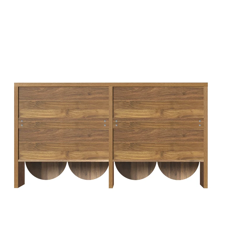 Buffet effet bois noyer 4 portes à rainures CEDARVALE