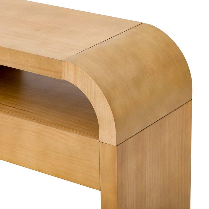 Console effet bois au design courbé et épuré avec 2 tiroirs 120x35,5cm CASCADEINFINIXX
