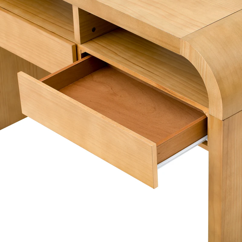 Console effet bois au design courbé et épuré avec 2 tiroirs 120x35,5cm CASCADEINFINIXX