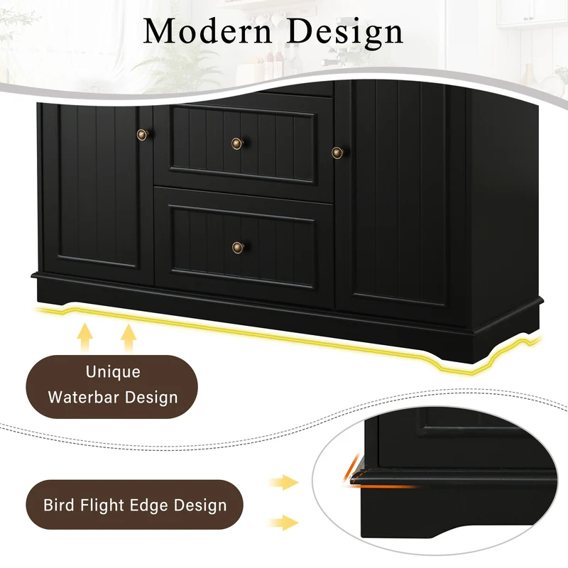Buffet charme noir 3 tiroirs et 2 portes CASCADEINFIN