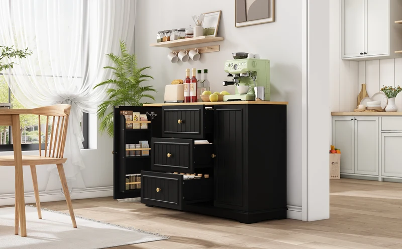 Buffet charme noir 3 tiroirs et 2 portes CASCADEINFIN