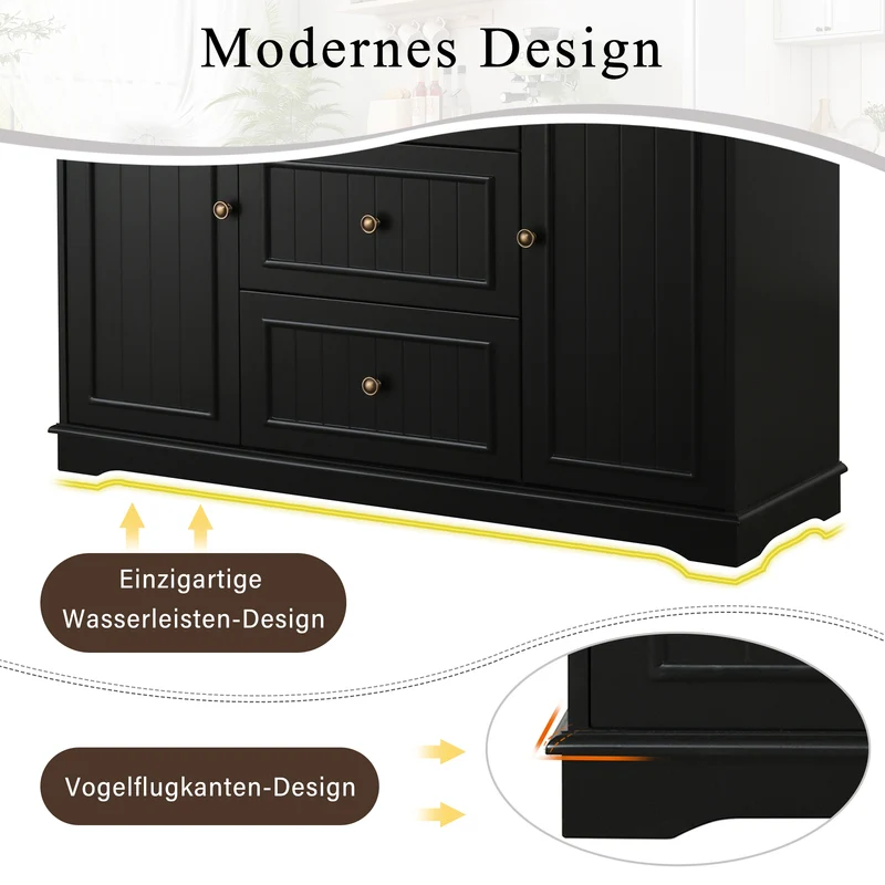 Buffet charme noir 3 tiroirs et 2 portes CASCADEINFIN
