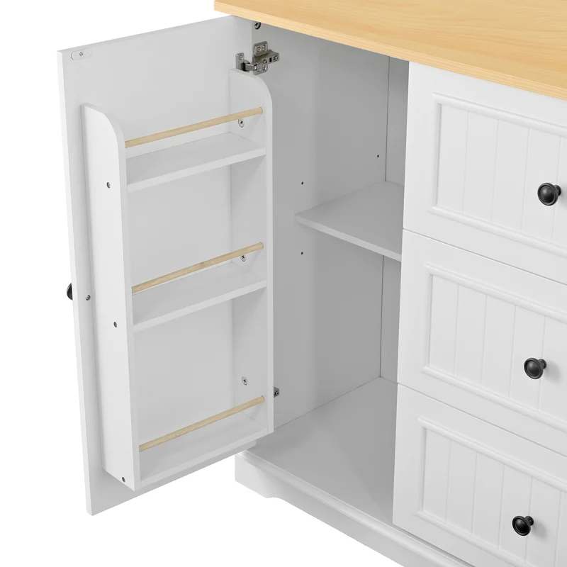 Buffet charme blanc 3 tiroirs et 2 portes 126x40x86 cm CASCADEMERIDIA
