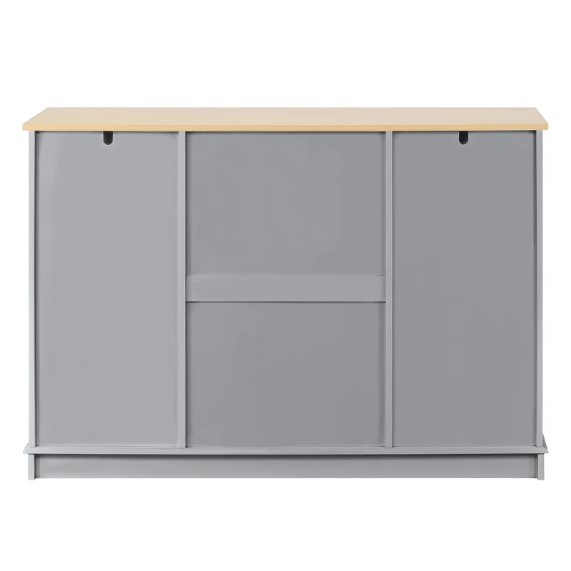 Buffet charme gris 3 tiroirs et 2 portes 126x40x86 cm CASCADEQUAZX