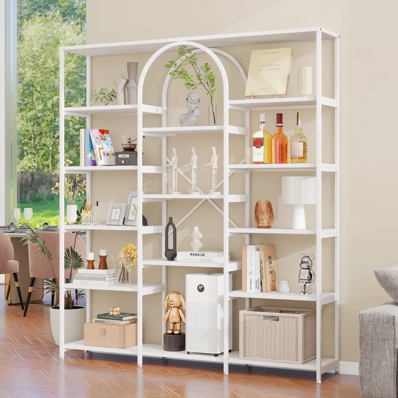Bibliothèque étagère blanche en acier et MDF 160×30×180cm MOMENTUMINFIN