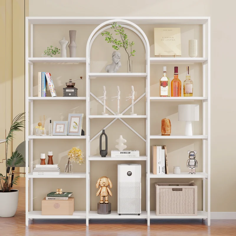 Bibliothèque étagère blanche en acier et MDF 160×30×180cm MOMENTUMINFIN