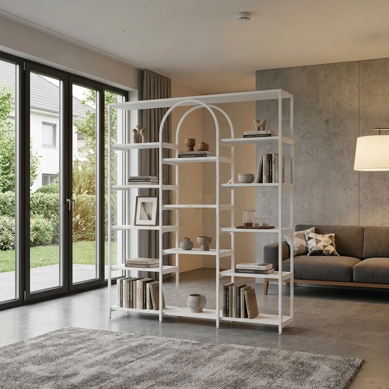 Bibliothèque étagère blanche en acier et MDF 160×30×180cm MOMENTUMINFIN