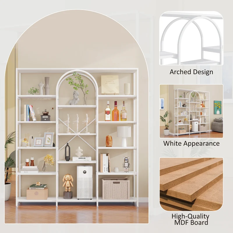 Bibliothèque étagère blanche en acier et MDF 160×30×180cm MOMENTUMINFIN