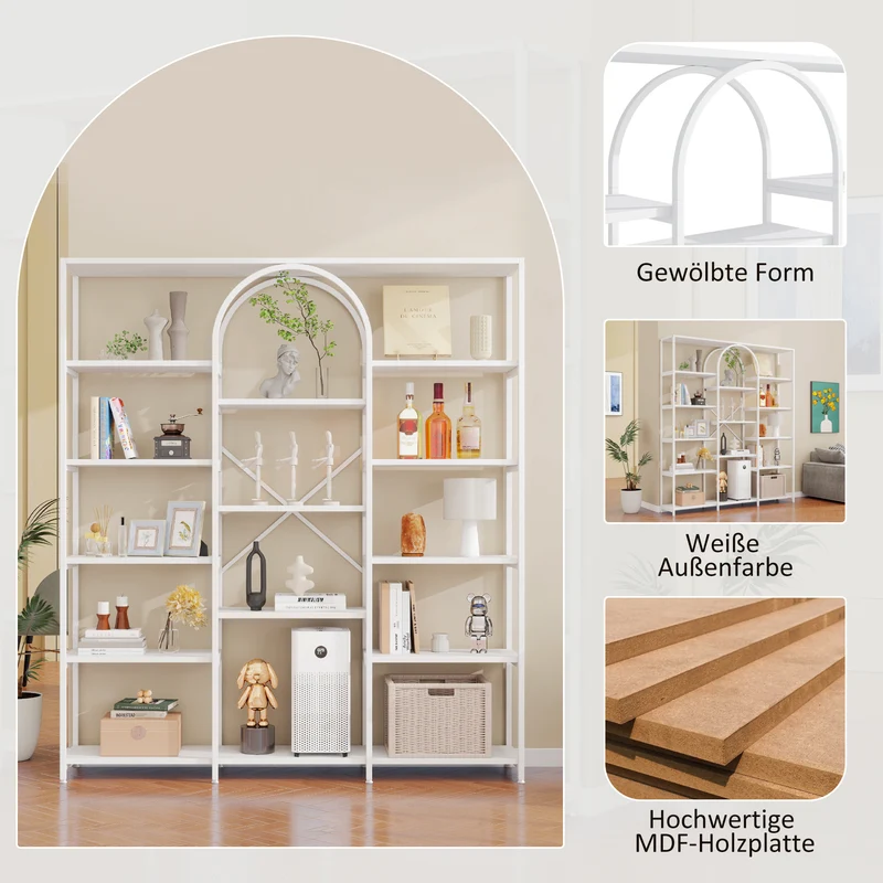 Bibliothèque étagère blanche en acier et MDF 160×30×180cm MOMENTUMINFIN