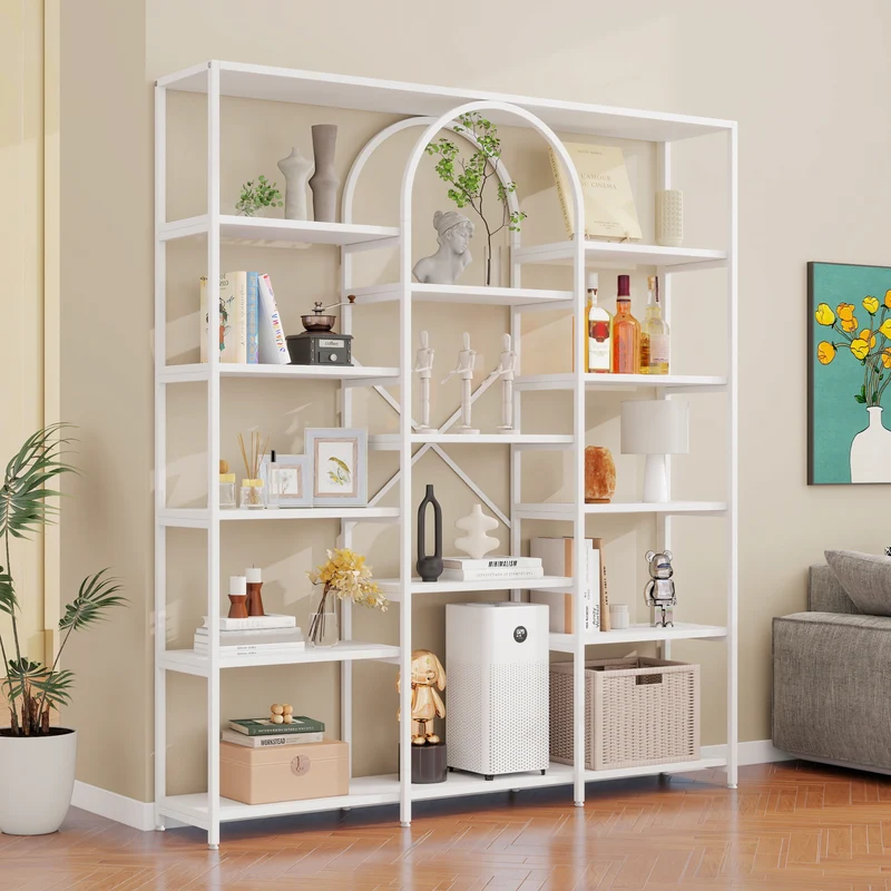 Bibliothèque étagère blanche en acier et MDF 160×30×180cm MOMENTUMINFIN