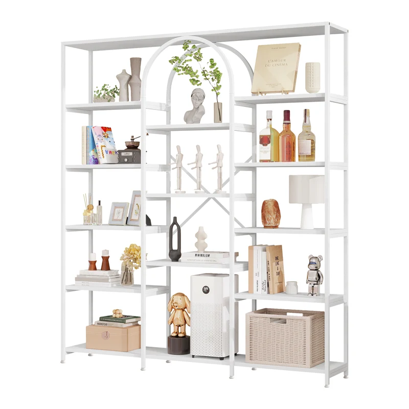 Bibliothèque étagère blanche en acier et MDF 160×30×180cm MOMENTUMINFIN