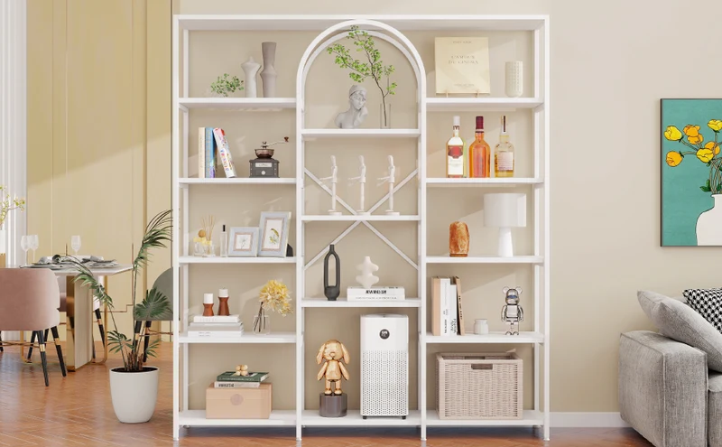 Bibliothèque étagère blanche en acier et MDF 160×30×180cm MOMENTUMINFIN