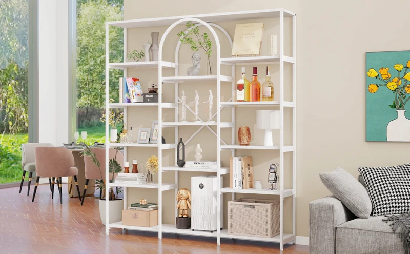Bibliothèque étagère blanche en acier et MDF 160×30×180cm MOMENTUMINFIN