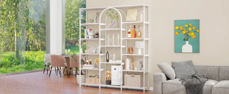 Bibliothèque étagère blanche en acier et MDF 160×30×180cm MOMENTUMINFIN