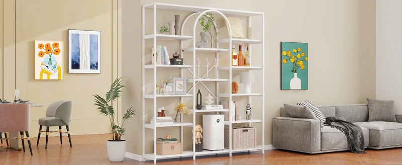 Bibliothèque étagère blanche en acier et MDF 160×30×180cm MOMENTUMINFIN