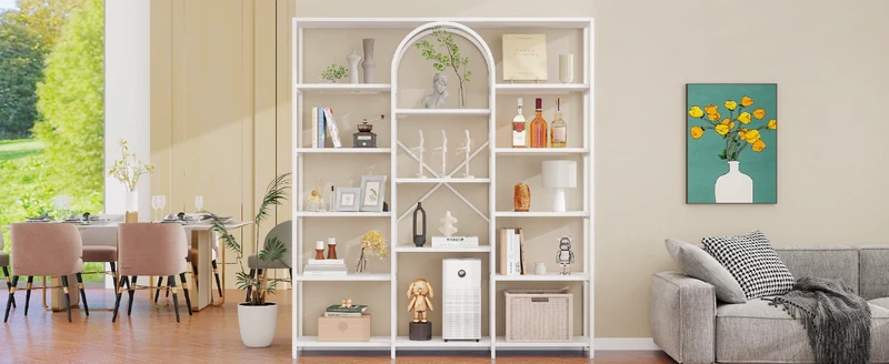 Bibliothèque étagère blanche en acier et MDF 160×30×180cm MOMENTUMINFIN