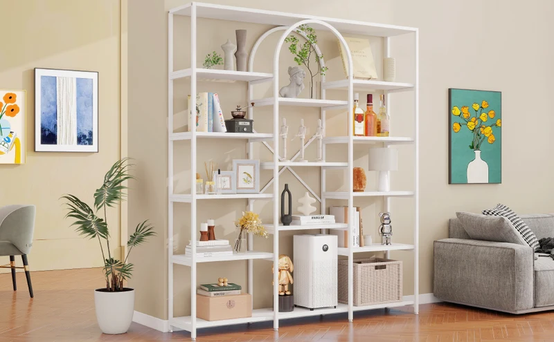 Bibliothèque étagère blanche en acier et MDF 160×30×180cm MOMENTUMINFIN