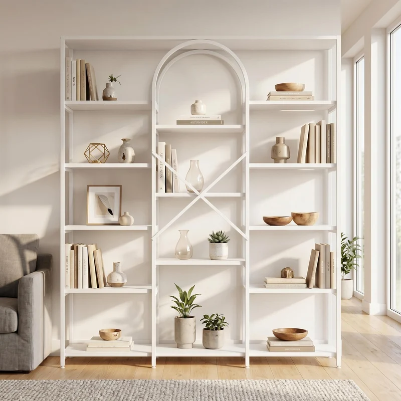 Bibliothèque étagère blanche en acier et MDF 160×30×180cm MOMENTUMINFIN