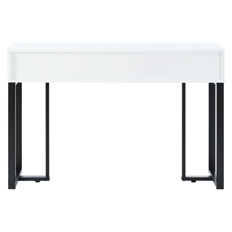 Console design noir et blanc motifs gémétriques et piétement metalique 120x36x80cm MOMENTUMRIF