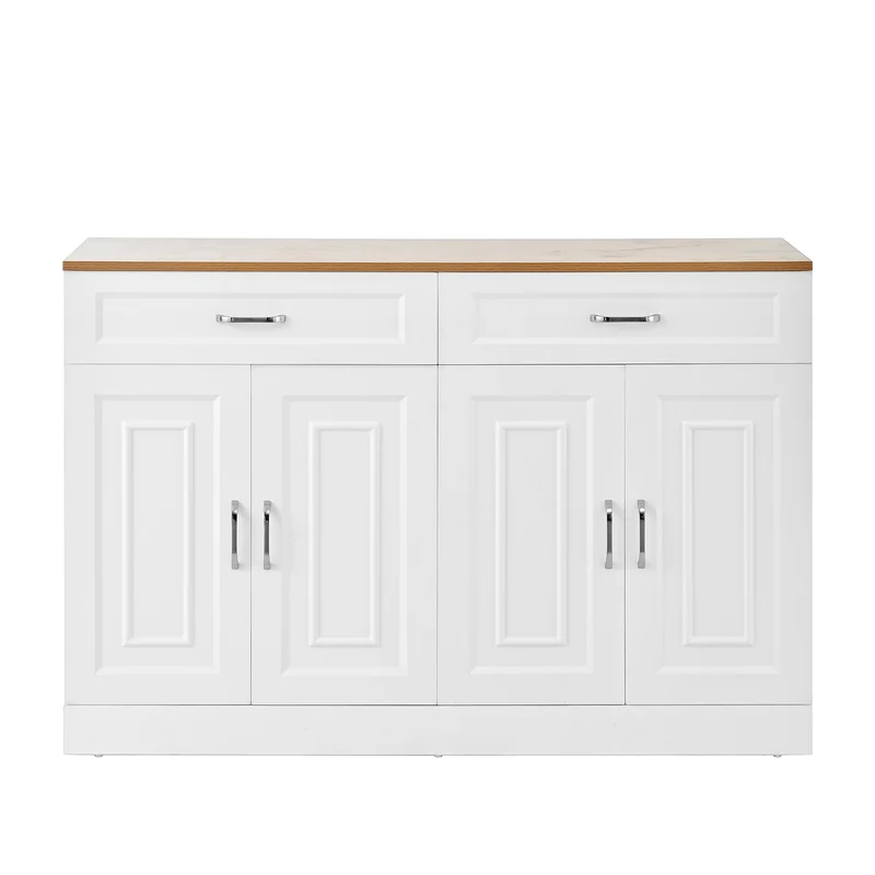 Buffet effet bois et blanc 4 portes et 2 tiroirs 120*35cm OPALPHYT