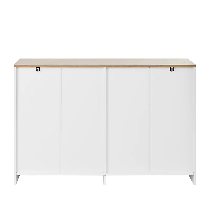 Buffet effet bois et blanc 4 portes et 2 tiroirs 120*35cm OPALPHYT