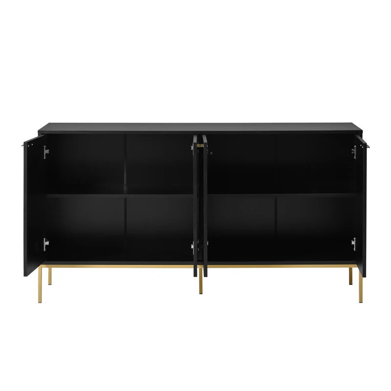 Buffet design noir motifs géométriques dorés et pieds en métal MAUS