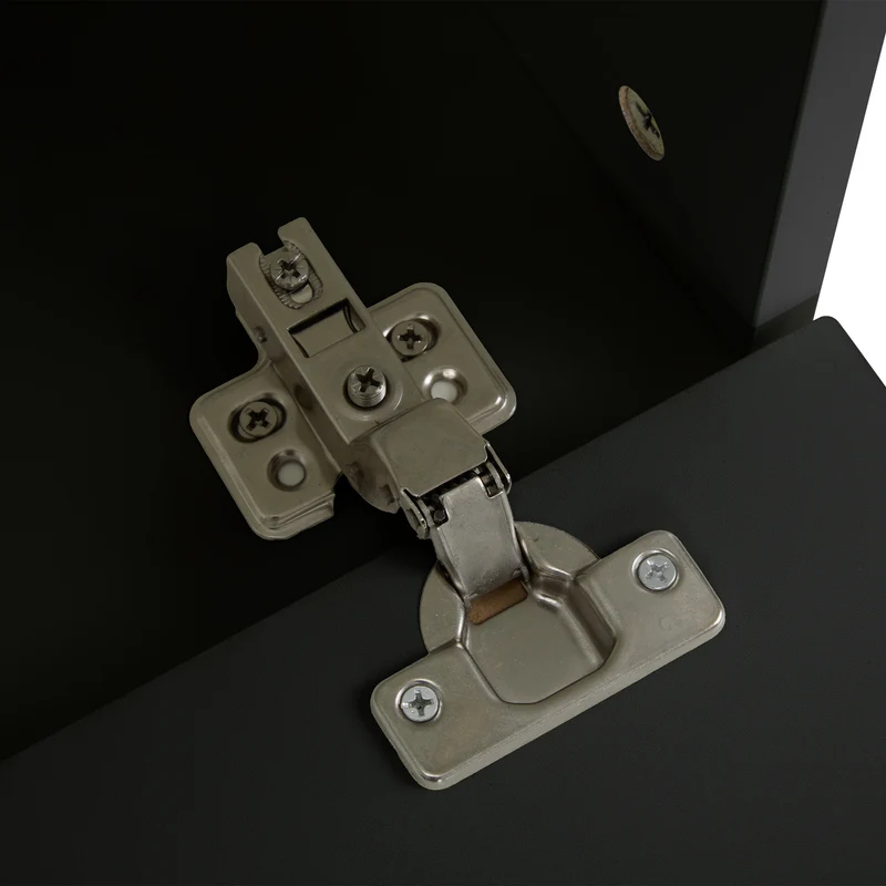 Vestiaire d'entrée noir 6 crochets dorés 3 portes et niches 120x40x191 cm ALUMINUMSTOOL