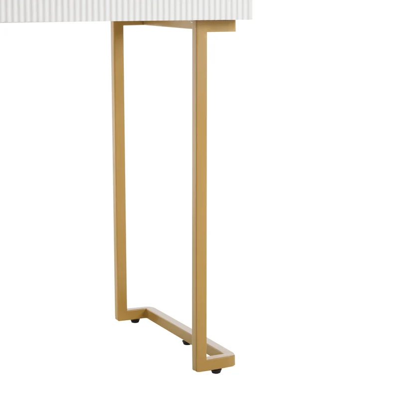 Coiffeuse blanche avec mirror éclairé LED vitre verre trempé teinté ALUMINUMSCREEN