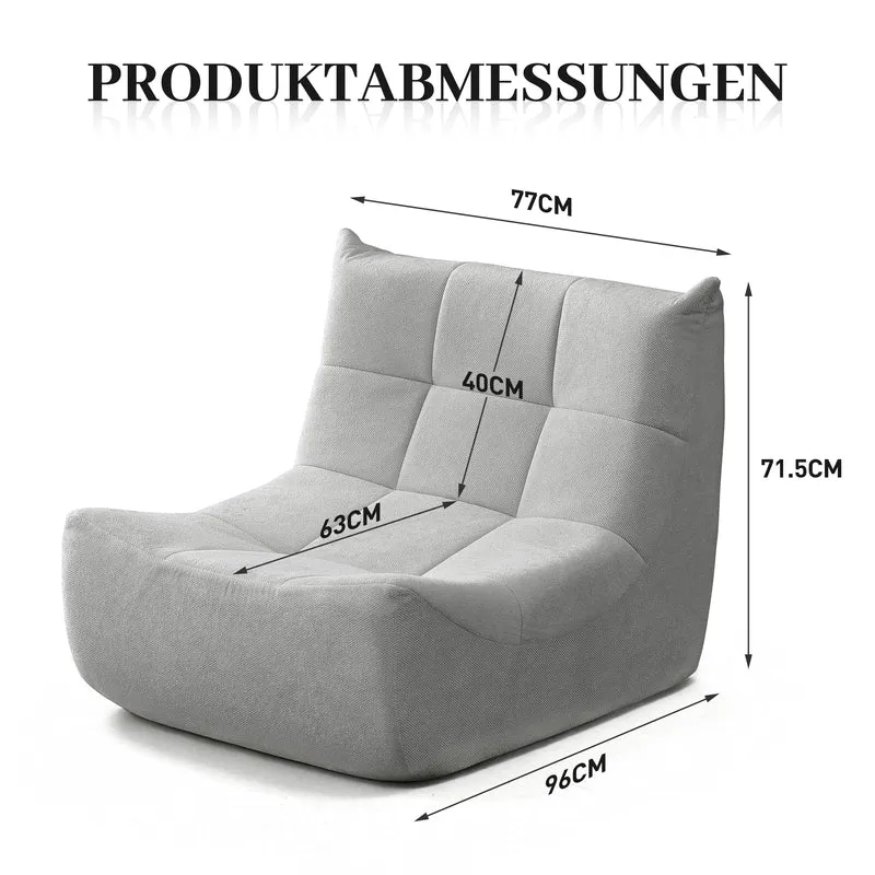Fauteuil chauffeuse capitonné en tissu chenille gris, mousse mémoire CALCIUMCASCADE
