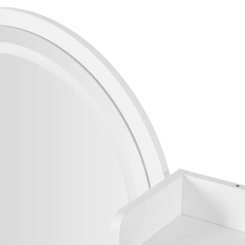Coiffeuse blanche grande avec miroir LED, 9 tiroirs et tabouret blanc ALUMINUMSOFA