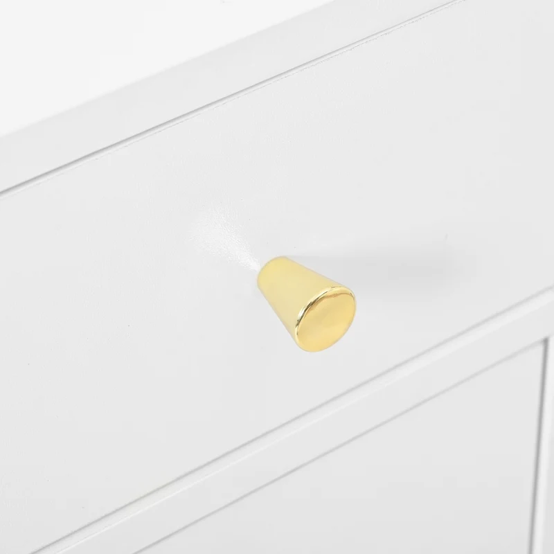 Coiffeuse blanche avec miroir LED réglable, 6 tiroirs, 4 portes et prises intégrées 105x152x40cm ALUMINUMSHELF
