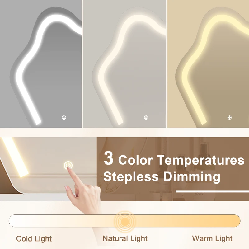 Coiffeuse blanche et armoire avec miroir LED 2 tiroirs et 4 étagères 160x40x132 cm ADJUSTBAR