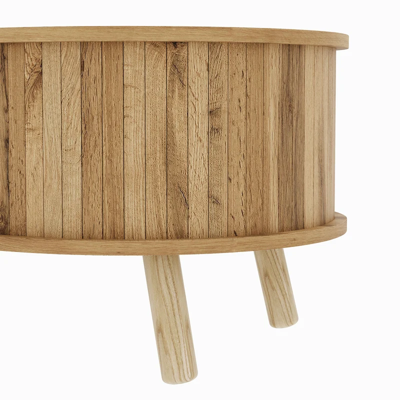 Table basse effet bois naturel design latte 2 portes coulissantes ADJUSTARMOIRE