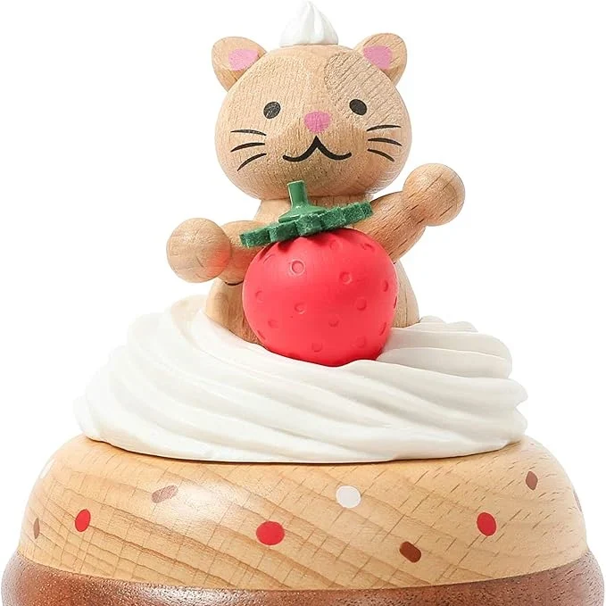 Boite musicale en bois - Cupcake chaton