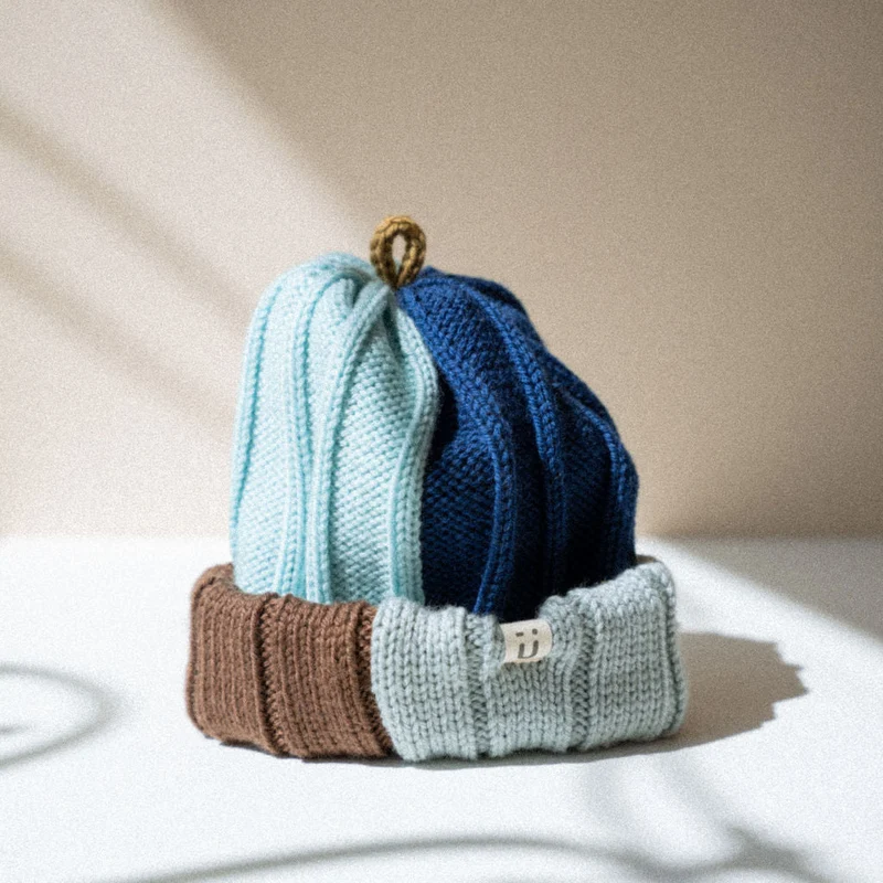 Tuque SORBET mérinos | Colorblock - Mousse aux bleuets