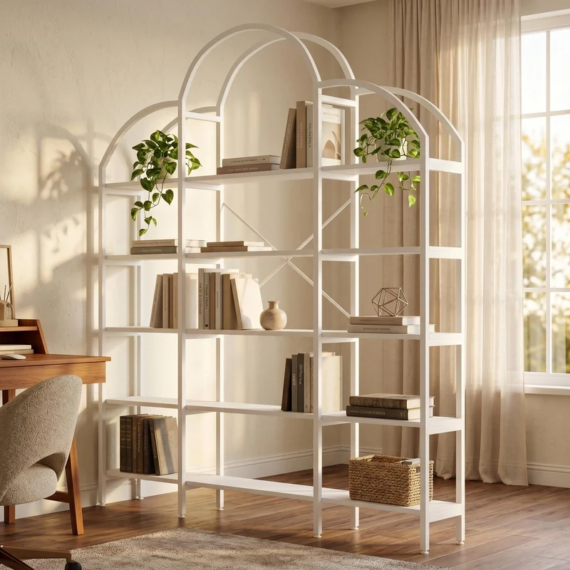 Bibliothèque étagère en acier blanc 5 niveaux forme nuage 170x26x190cm MOMENTUMQUASI