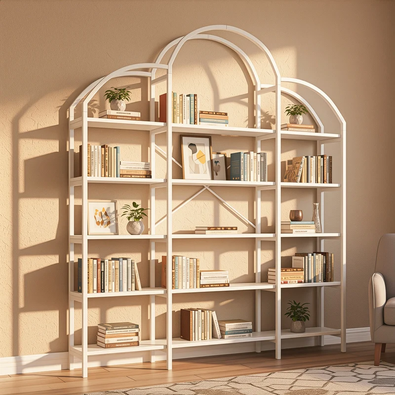Bibliothèque étagère en acier blanc 5 niveaux forme nuage 170x26x190cm MOMENTUMQUASI