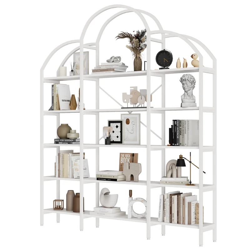 Bibliothèque étagère en acier blanc 5 niveaux forme nuage 170x26x190cm MOMENTUMQUASI