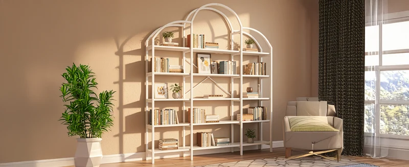 Bibliothèque étagère en acier blanc 5 niveaux forme nuage 170x26x190cm MOMENTUMQUASI