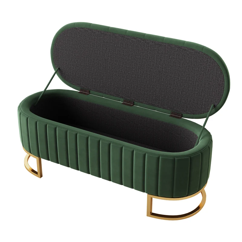 Lit double effet bois, tête de lit LED & USB et banc coffre velours vert 160x200cm RIFTZYNTHYNOR+IESSAES QUEEN