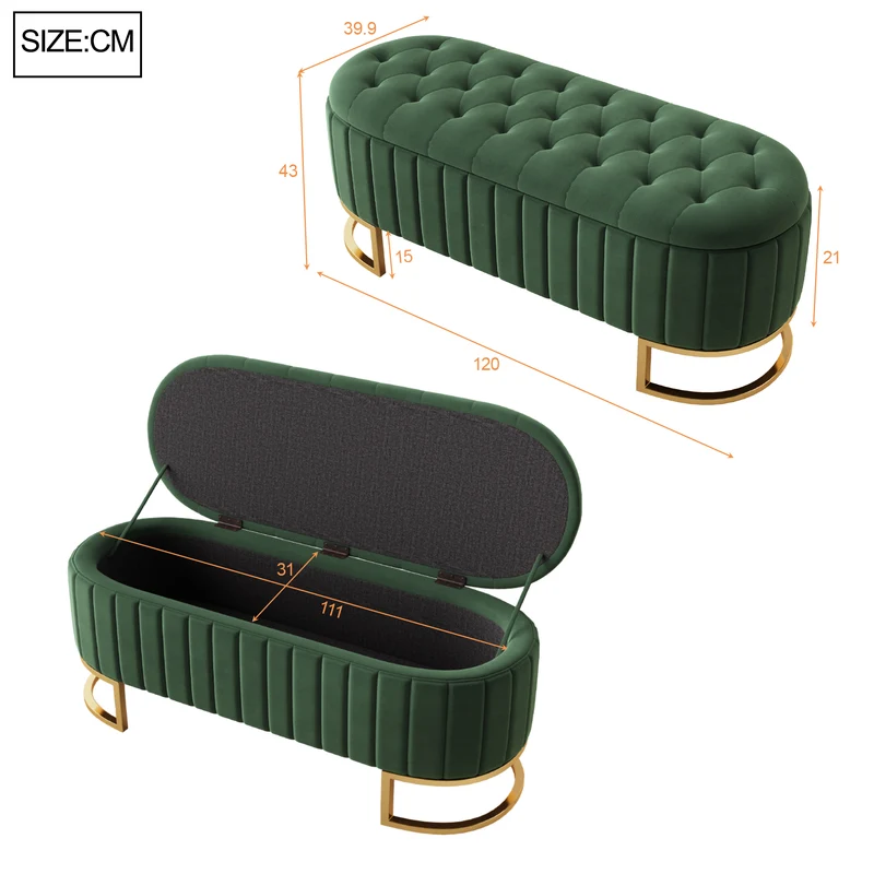 Lit double effet bois, tête de lit LED & USB et banc coffre velours vert 160x200cm RIFTZYNTHYNOR+IESSAES QUEEN
