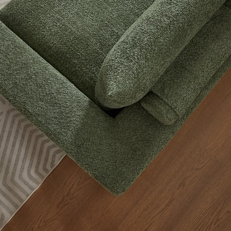 Ensemble de canapé modulable 3 places en chenille vert et table basse relevable effet blanc chêne VERTEXZORATHYNOR ELOT OAK