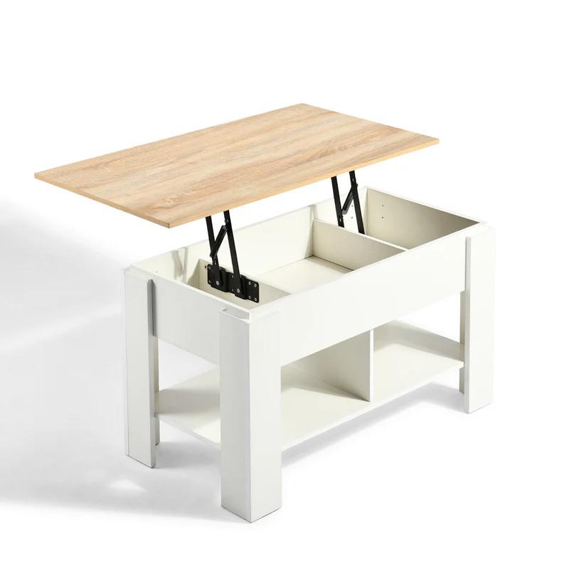 Ensemble de canapé modulable 3 places en chenille vert et table basse relevable effet blanc chêne VERTEXZORATHYNOR ELOT OAK