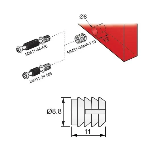 Insert fileté M10 blanc - 1 pièce