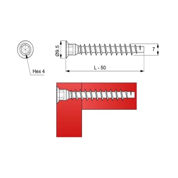 Vis d'assemblage meuble - 7.0x50mm (1 pièce)