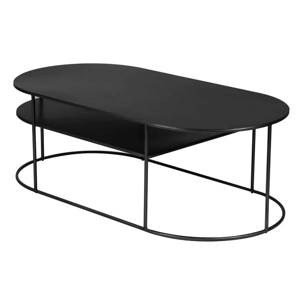 Table basse métal noir ovale 120 cm deux plateaux GRAYSON