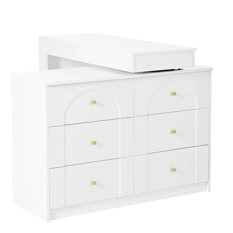 Ensemble de coiffeuse blanc mirror LED et chaise blanche mobile CARROIL ROSS